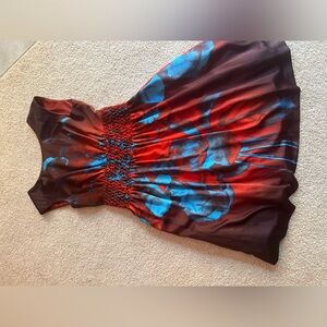 Evening dress - burgundy and bluish color- square back cut- size 6 by J. Simpson